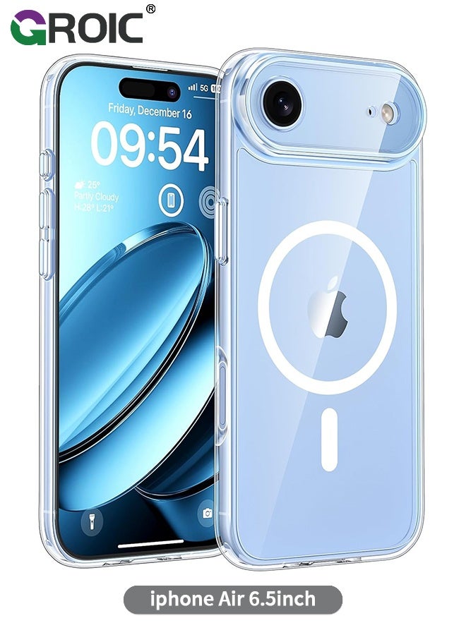 GROIC For iPhone 17 Air Case,Clear Magnetic Transparent Phone Case,Drop Protection Rugged Shockproof Protective Cell Phone Cover,Magnetic Phone Shell for iPhone 17 Air 6.5 inch