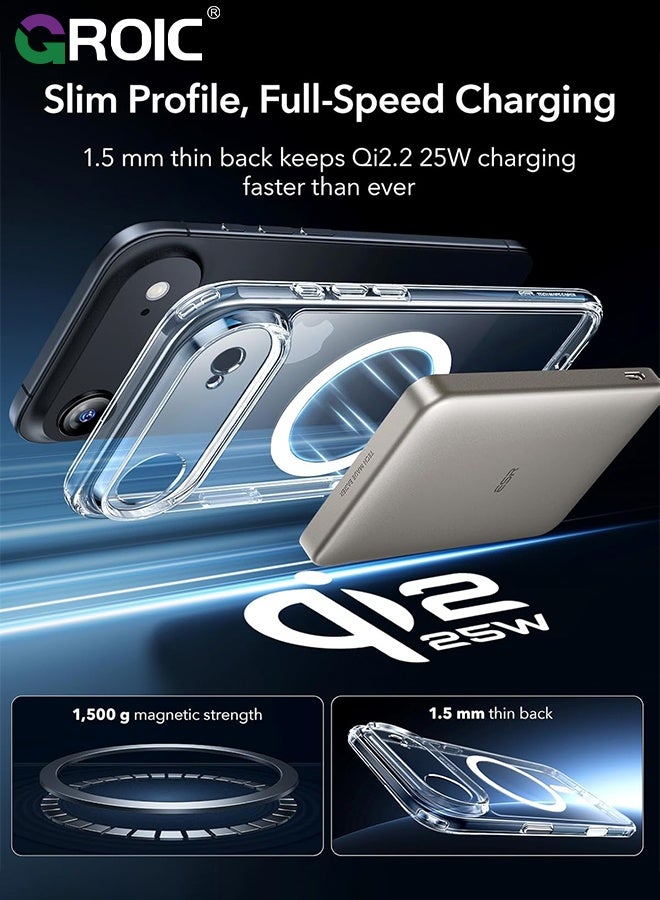 GROIC For iPhone 17 Air Case,Clear Magnetic Transparent Phone Case,Drop Protection Rugged Shockproof Protective Cell Phone Cover,Magnetic Phone Shell for iPhone 17 Air 6.5 inch - Image 5