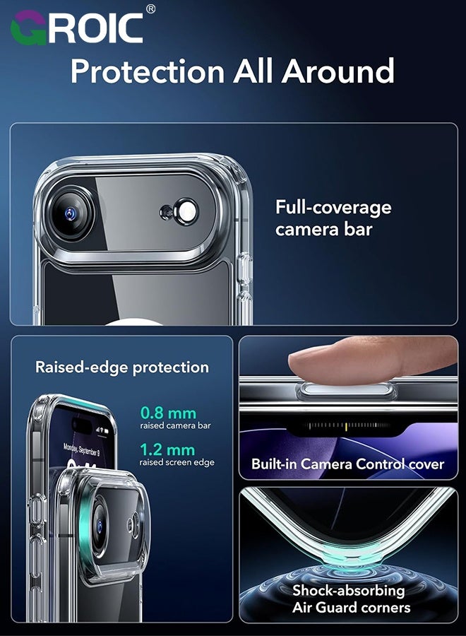 GROIC For iPhone 17 Air Case,Clear Magnetic Transparent Phone Case,Drop Protection Rugged Shockproof Protective Cell Phone Cover,Magnetic Phone Shell for iPhone 17 Air 6.5 inch - Image 3