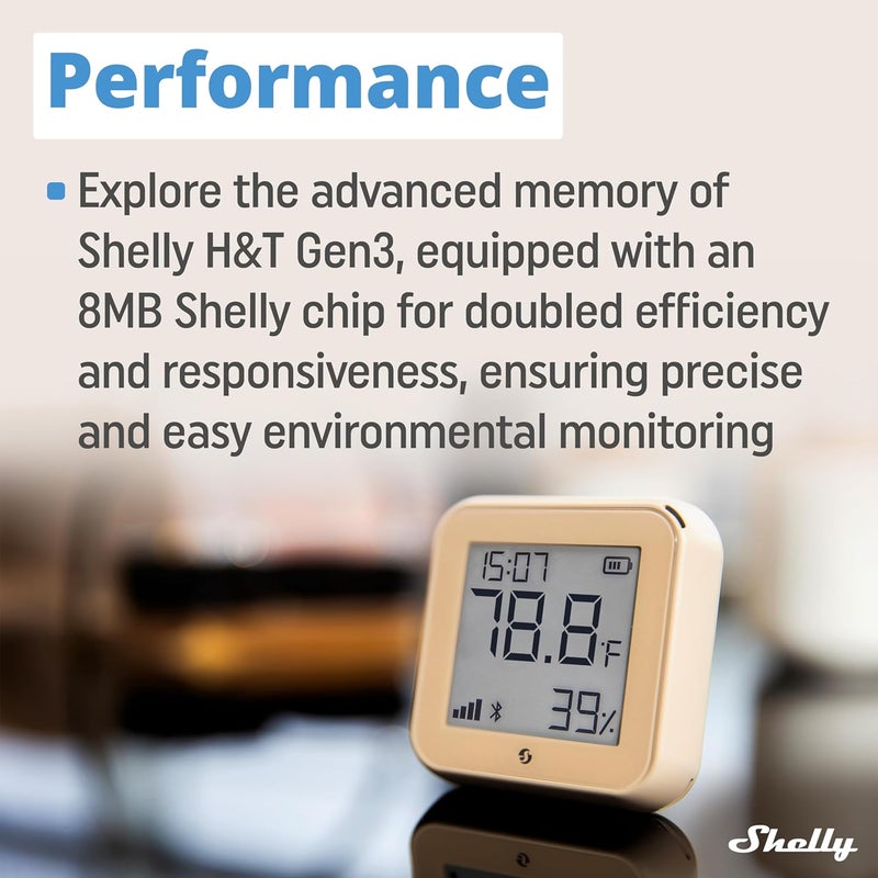 Shelly H&T Gen3 Mokka | WiFi Smart Temperature and Humidity Sensor | Remote Control | Smart Scenes | Notifications | Data Storage | No Hub Required | Alexa & Google Home - Image 5