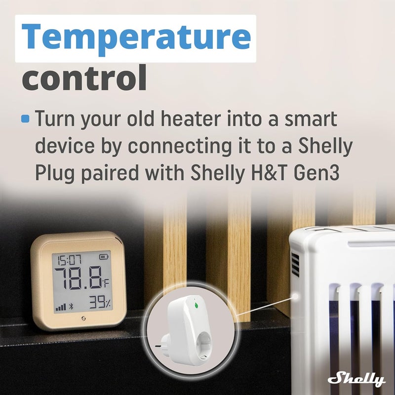 Shelly H&T Gen3 Mokka | WiFi Smart Temperature and Humidity Sensor | Remote Control | Smart Scenes | Notifications | Data Storage | No Hub Required | Alexa & Google Home - Image 2