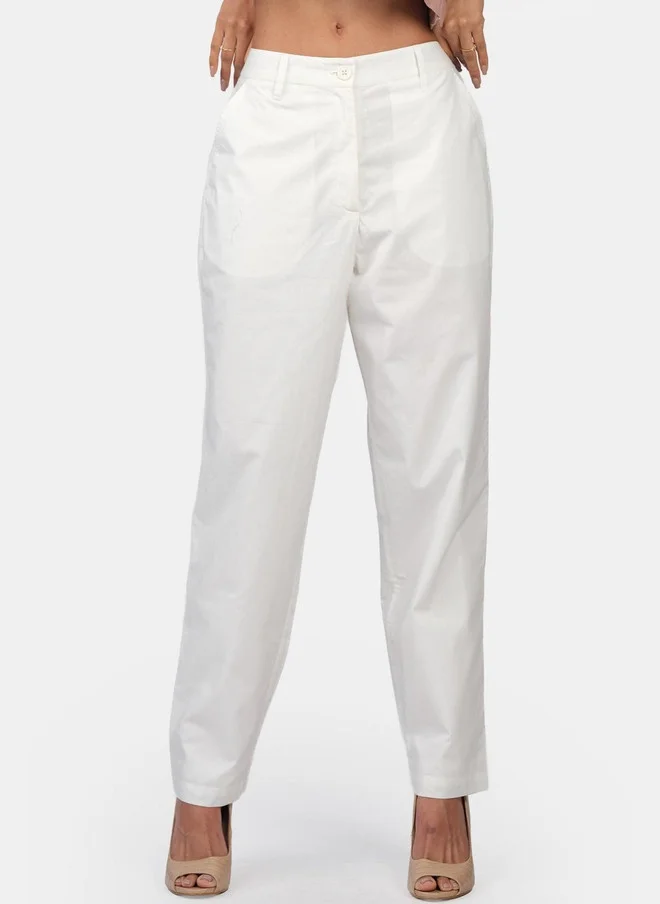 Virgio  Virgio Women Solid Cotton Regular Straight Fit Trousers for Women | Best Price UAE