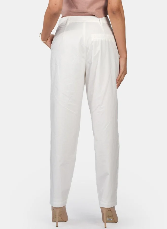 Virgio  Virgio Women Solid Cotton Regular Straight Fit Trousers for Women | Best Price UAE