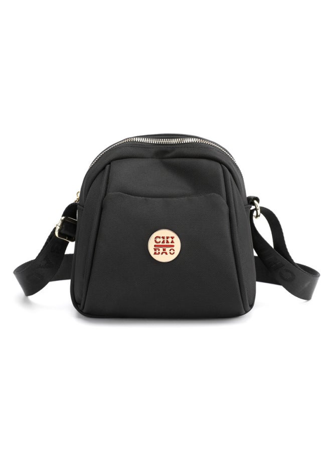 Crossbody Women's Mini Small Bag OxFord Cloth Shell Bag Waterproof Canvas Shoulder Fashionable Youth Trendy Nylon Cloth Bag-Color:Black  - Image 1