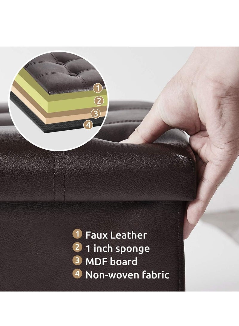 TRASSLE Storage Stool,Foldable Storage Ottoman Box,Padded Seat for Dorm Living Room,Versatile Space-Saving Storage Toy Box,for Bedroom Hallway - Image 2