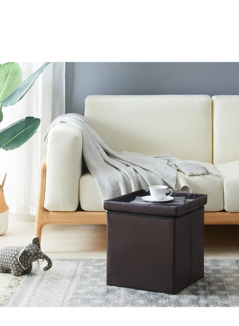 TRASSLE Storage Stool,Foldable Storage Ottoman Box,Padded Seat for Dorm Living Room,Versatile Space-Saving Storage Toy Box,for Bedroom Hallway - Image 3