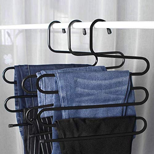 Everbuy Metal S-Shape 5 Layers Magic Hanger for Wardrobe, Sarees, Pants, Scarfs & Other Clothes Multi Purpose Hanger, Made in India (Assorted Colour) - Image 4