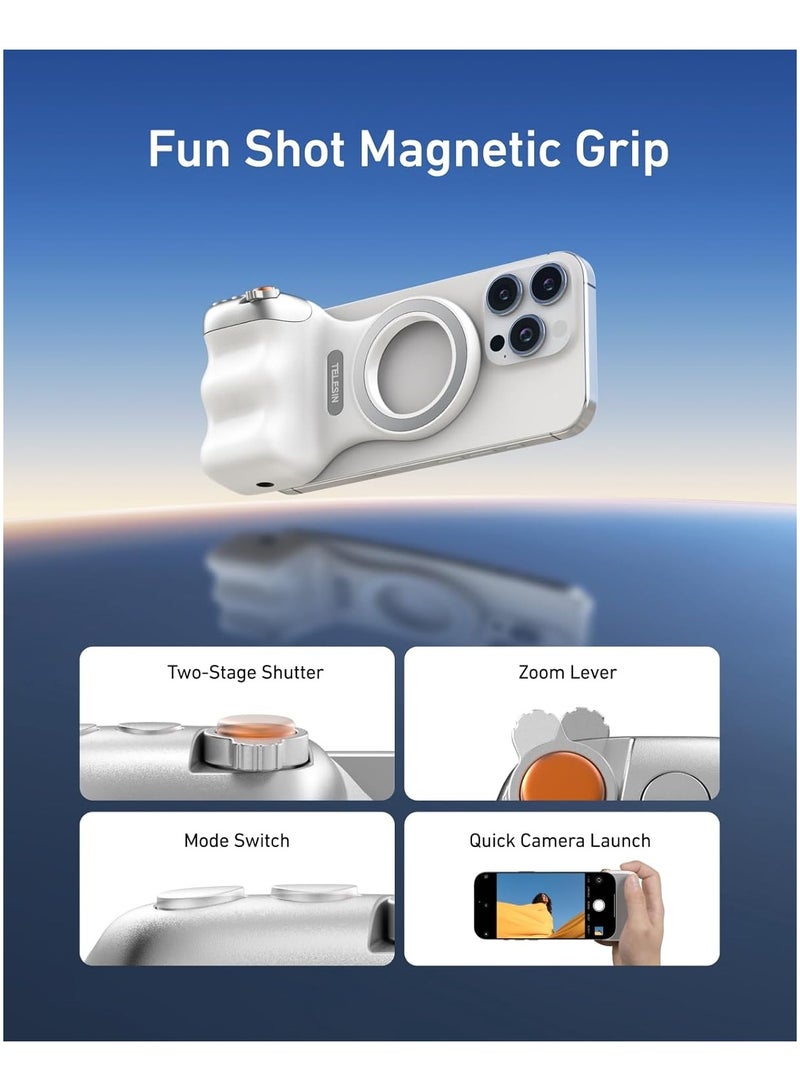 Fun Shot Magnetic Grip with 10M Remote Control – Dual-Sided Magnet, Ergonomic Design – Mobile Camera Stabilizer Handle