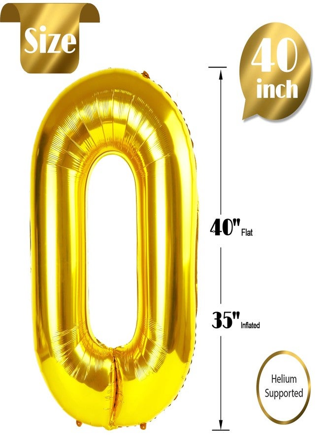 IWERP Gold Number Balloon 40 Inch, 0 Number Balloons, 10 20 30 40 50 Numbers Balloon Birthday Decorations, Gold Party Suppliers for Women Men - Image 5