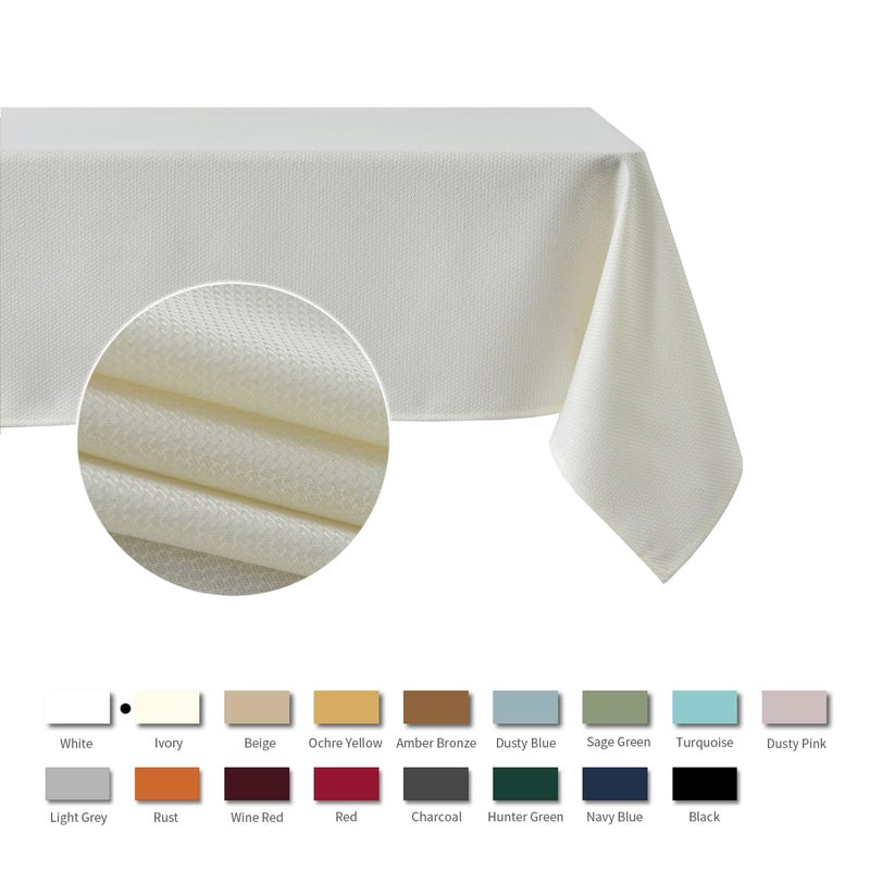 maxmill Jacquard Tablecloth Stain Resistant Waterproof Wrinkle Resistant Spillproof Washable Soft Textured Table Cloth for Dining Room, Indoor and Outdoor Use, Rectangle 60 x 140 Inch, Ivory - Image 3