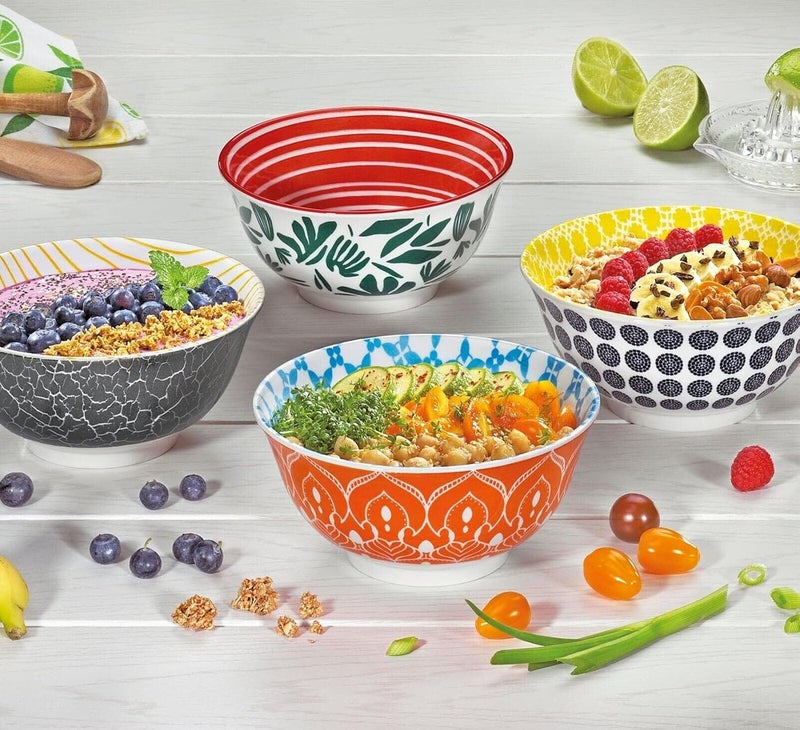 Cilio Amici Decorated Porcelain Bowl, 17 Ounce Capacity, 6" D x 2.75" H, Set of 6, Mandala Pattern - Image 3