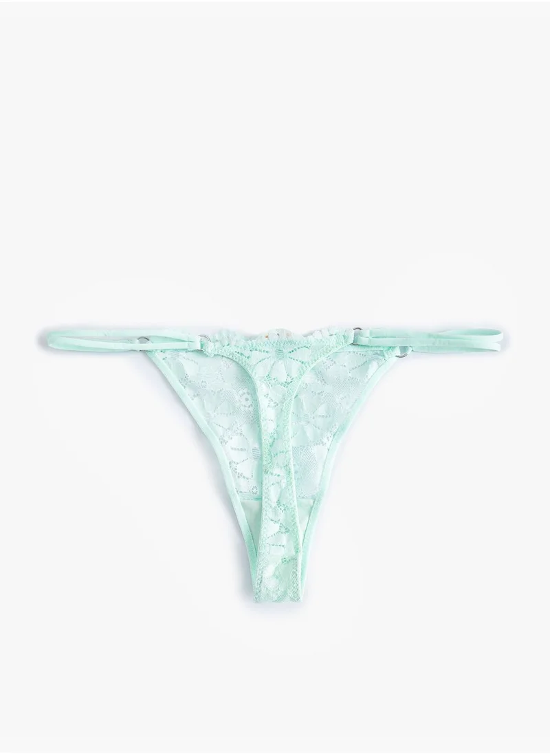 كوتون Lacy Thong Panties