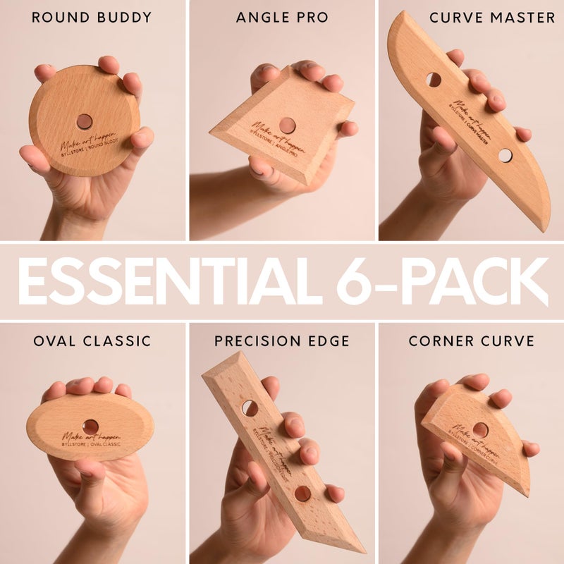 Byllstore Essential Pottery Ribs for Clay | Shaping & Smoothing Tools | Solid Beech Wood | 6-Pack - Image 2