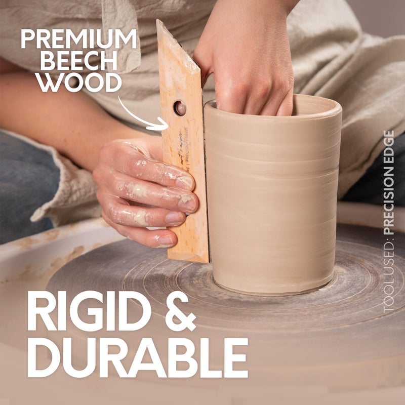 Byllstore Essential Pottery Ribs for Clay | Shaping & Smoothing Tools | Solid Beech Wood | 6-Pack - Image 4