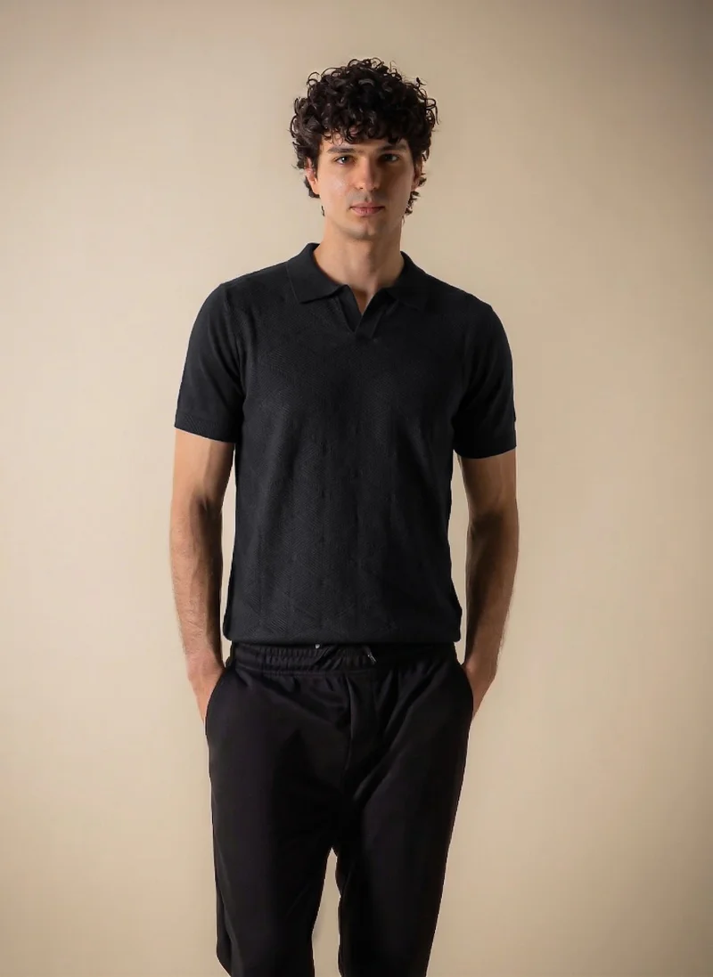 SHAPES TEXTURED KNIT SLIM POLO SHIRT