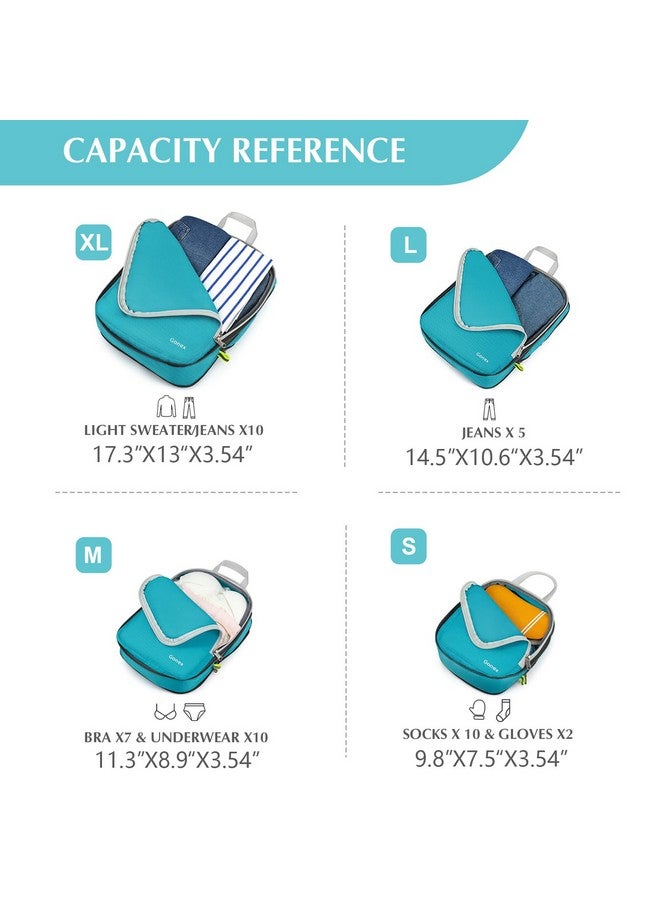 Gonex Compression Packing Cubes, 4pcs Expandable Storage Travel Luggage Bags Organizers (Blue) - Image 5