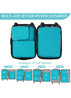Gonex Gonex Compression Packing Cubes, 4pcs Expandable Storage Travel Luggage Bags Organizers (Blue)  - Image 4