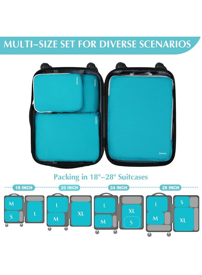 Gonex Compression Packing Cubes, 4pcs Expandable Storage Travel Luggage Bags Organizers (Blue) - Image 4