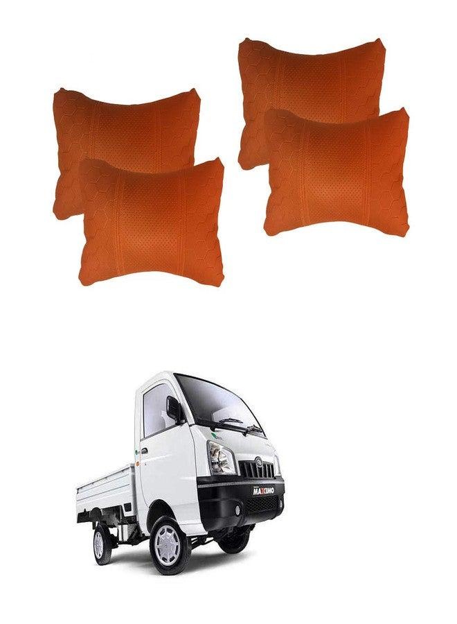 Adroitz Orange Football Design Car Neck Rest Cushion with Adjustable Straps (Pair of 2)_186 - Image 1