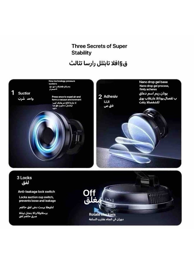 ألترون حامل هاتف مغناطيسي للسيارة من Altrone [قابل للتعديل بزاوية 720 درجة | شفط مزدوج القفل] حامل مغناطيسي لهاتف iPhone 17/16/15/14/13/12، وSamsung S25/S24/S23، وحامل الهاتف على لوحة القيادة والزجاج الأمامي، مع قبضة مغناطيسية قوية - Image 4