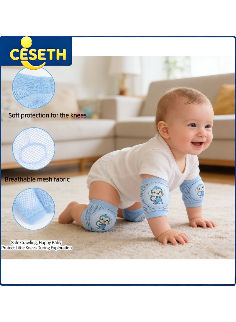 CESETH 4-Piece Set: Breathable Mesh Baby Knee Pads, Non-Slip Silicone Baby Crawling Protection Covers, Soft Safety Knee And Elbow Pads, Playful Baby Knee Pads With Anti-Slip Function, Machine-Washable Products Suitable For Indoor And Outdoor Use. - Image 1