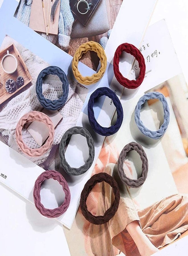 Elina 60 Pcs Fancy Multi Color Elastic Hair Ponytail Holder Thick Soft Cotton Non Slip Tight Stretchable Rubber Bands for School Girls, Kids, Women, Hair tie (Pack of 60)(Dark Multicolors) - Image 3