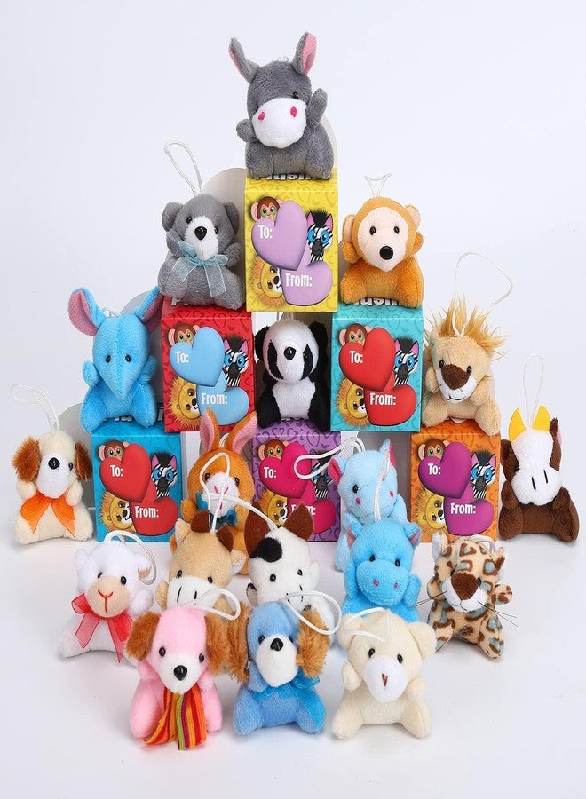 Lumiparty 28 Packs Valentines Day Animal Plush Toy with Heart Boxes for Kids, Mini Stuffed Animal Keychain Bulk for Girls Boys Valentine's Classroom Gift Exchange, Classroom Prize Party Favor - Image 4