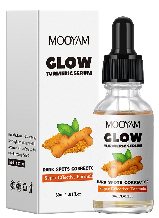 MOOYAM Turmeric Face Serum 30ml for Dark Spots and Hyperpigmentation Treatment Reduces Age Spots Sun Damage and Uneven Skin Tone for Women Men All Skin Types  - Image 1