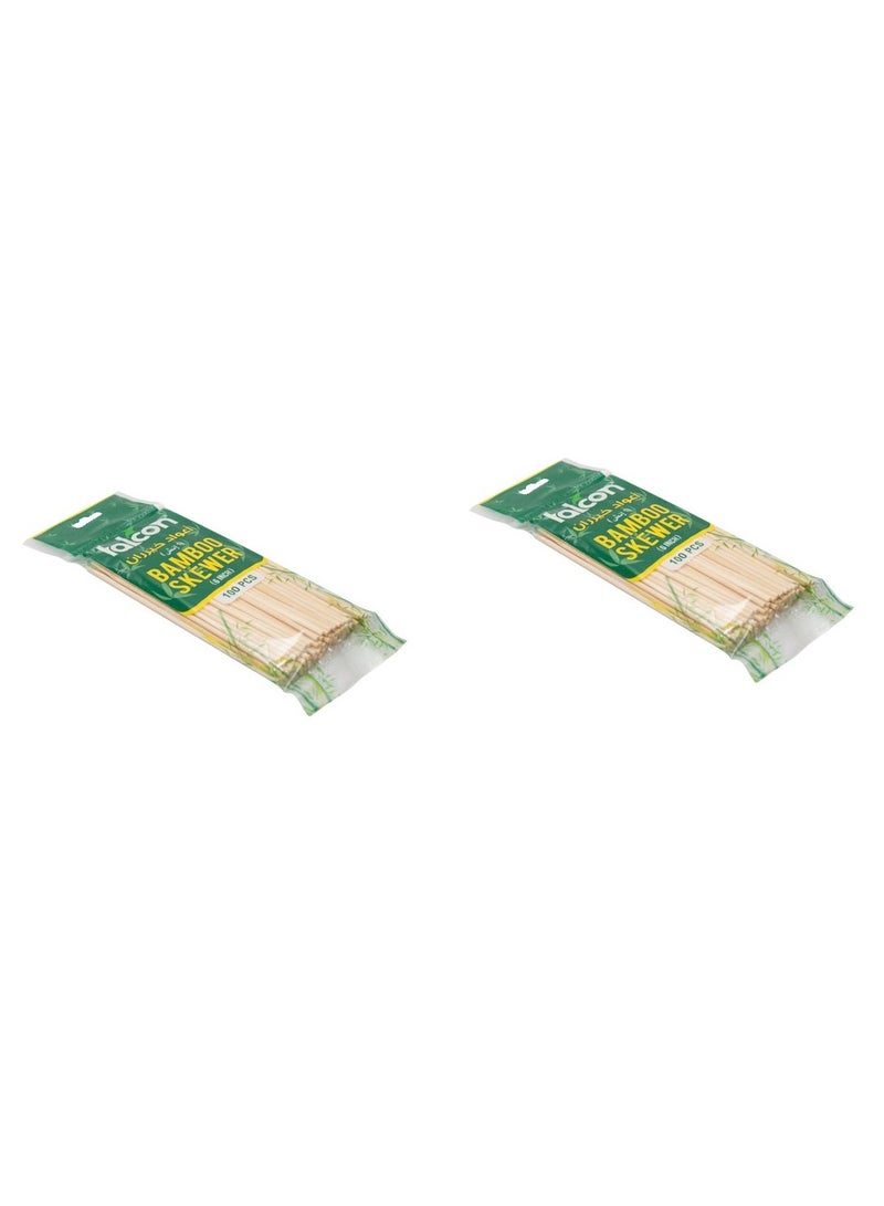 Falconpack Bamboo Skewers 6 Inch (1 Pack X 100 Pieces) - Image 1