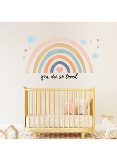 Containlol Containlol Rainbows Wall Decal, Rainbow Stickers Large Rainbow Wall Decor Peel and Stick Wallpaper for Girl Bedroom Baby Shower Nursery Kid Playroom Decor You are So Loved 30 x 14 inch (Pink Blue)  - Image 1
