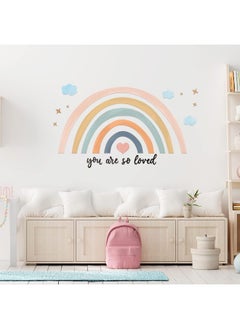 Containlol Containlol Rainbows Wall Decal, Rainbow Stickers Large Rainbow Wall Decor Peel and Stick Wallpaper for Girl Bedroom Baby Shower Nursery Kid Playroom Decor You are So Loved 30 x 14 inch (Pink Blue)  - Image 4