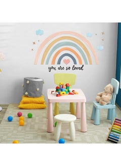 Containlol Containlol Rainbows Wall Decal, Rainbow Stickers Large Rainbow Wall Decor Peel and Stick Wallpaper for Girl Bedroom Baby Shower Nursery Kid Playroom Decor You are So Loved 30 x 14 inch (Pink Blue)  - Image 5