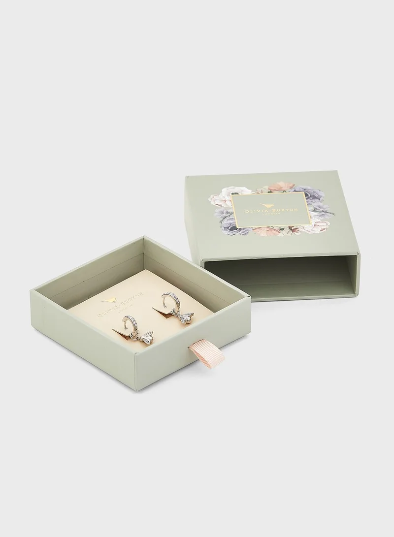 OLIVIA BURTON Glitter Bee Hoop Earrings
