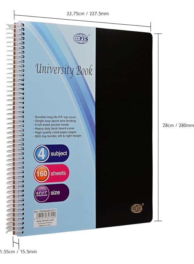 إيروريكس كتاب جامعي فاخر من الورق المقوى الملون، غلاف نيون ناعم، 4 مواضيع، مقاس 215×279 مم، 160 ورقة Fsub4Ss8.5×11 - Image 5