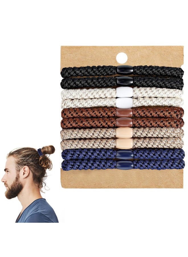 Clofiak Hair Ties for Men, 10Pcs Mens Bracelet Braided Hair Ties, No Crease No Damage, Curly Thick Dense Long Hair Ties for Guys - Image 1