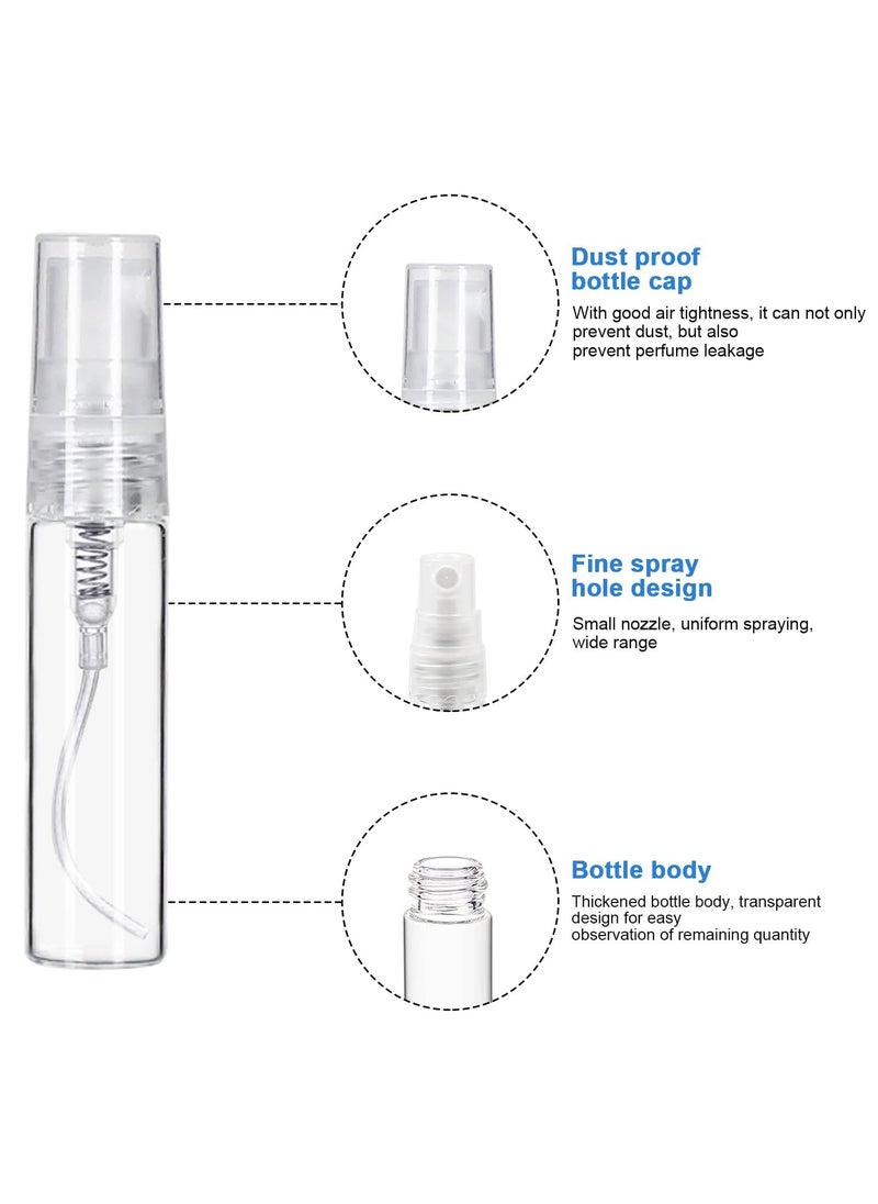 Home zone 15pcs Empty Mini Glass Spray Bottles with 5 Funnels, 5 Perfume Dispensers and 2 Refillable Droppers for Travel, Essential Oils, Perfume (5ml)  - Image 3