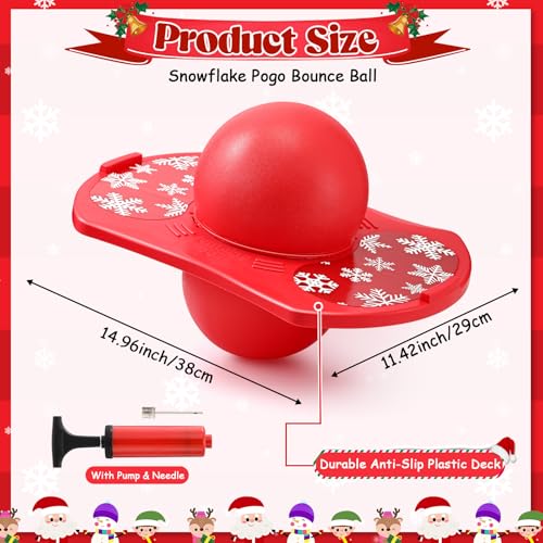 Simgoing Pogo Ball for Kids Ages 6 Snowflake Red Bounce Balance Board up to 160 Lbs Coordination Trick Ball with Pump Pogo Jumper Toy for Birthday Party Favors - Image 5