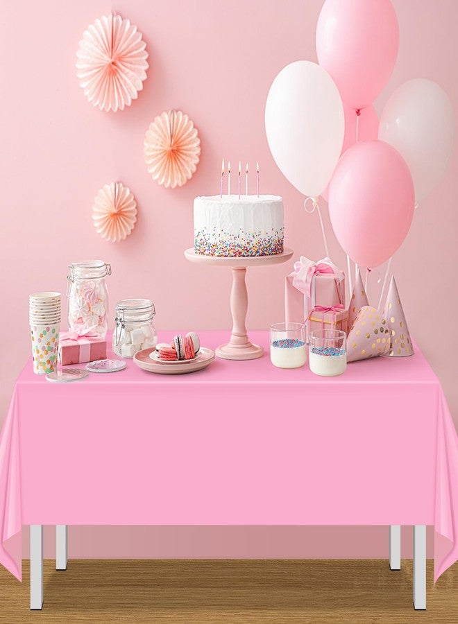 MASHAN 12 Pack Plastic Light Pink Tablecloths Disposable Pastel Pink Table Cloth Rectangle Table Covers for Valentines Day Bridal Engagement Wedding Birthday Parties Decorations,54 x 108 Inch - Image 5