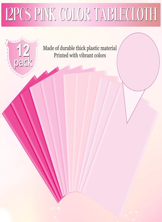 MASHAN 12 Pack Plastic Light Pink Tablecloths Disposable Pastel Pink Table Cloth Rectangle Table Covers for Valentines Day Bridal Engagement Wedding Birthday Parties Decorations,54 x 108 Inch - Image 4