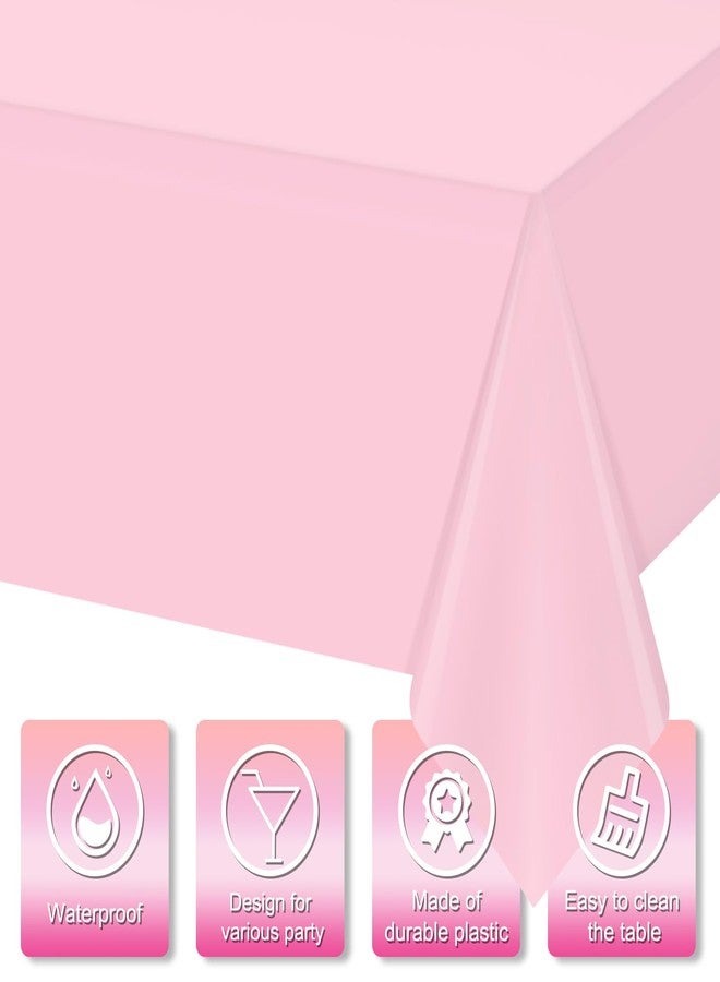 MASHAN 12 Pack Plastic Light Pink Tablecloths Disposable Pastel Pink Table Cloth Rectangle Table Covers for Valentines Day Bridal Engagement Wedding Birthday Parties Decorations,54 x 108 Inch - Image 3