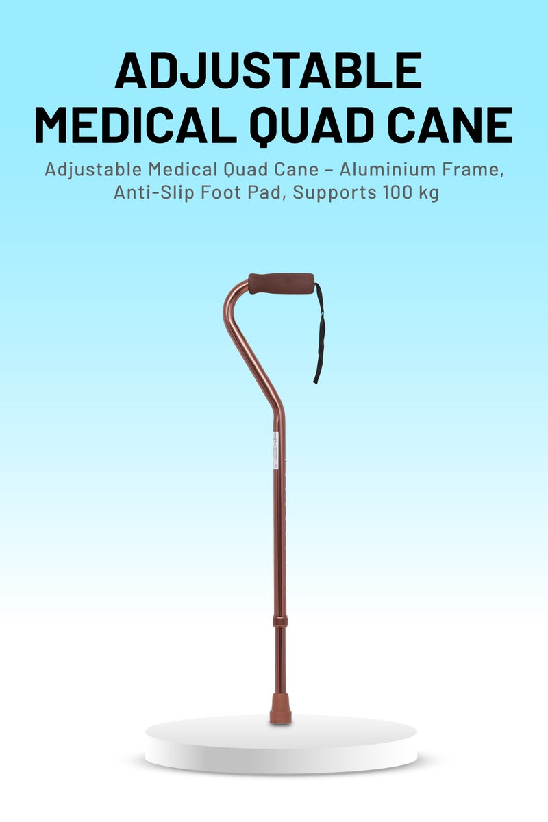 ايد بلس عصا طبية رباعية العجلات قابلة للتعديل - إطار من الألومنيوم، وسادة قدم مضادة للانزلاق، تدعم وزن 100 كجم - Image 2