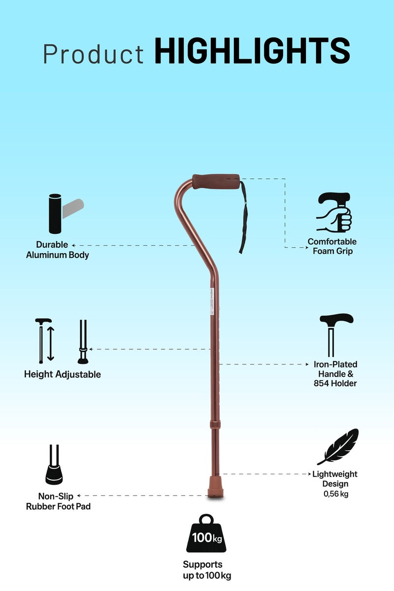 AID PLUS Adjustable Medical  Cane – Aluminium Frame, Anti-Slip Foot Pad, Supports 100 kg - Image 4
