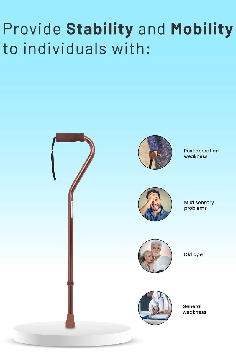 AID PLUS Adjustable Medical  Cane – Aluminium Frame, Anti-Slip Foot Pad, Supports 100 kg - Image 2