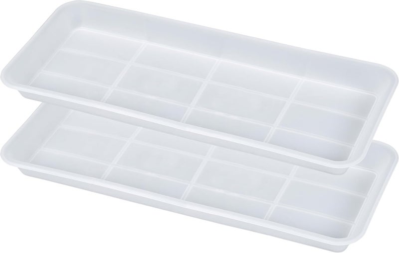 VUWEZ 2 Pack Plastic Plant Tray Saucer Rectangular, Indoors Outdoor Plant Water Drip Tray for Flower Pot Planter, Windowsill (6 X 11 Inch, Clear) - Image 1
