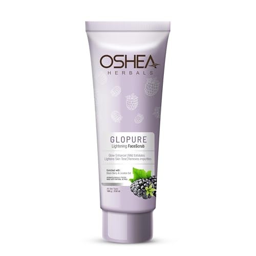 Oshea Herbals Glopure Lightening Face Scrub for All Skin Types | Glow, Exfoliation & Remove Impurities | Enriched with Blackberry & Licorice Extracts - 100g - Image 1