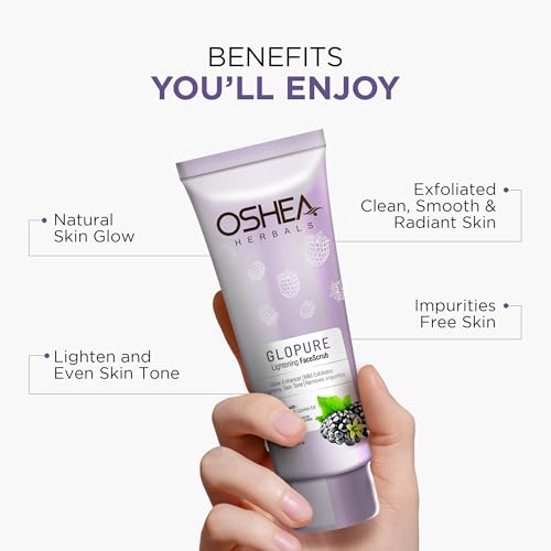 Oshea Herbals Glopure Lightening Face Scrub for All Skin Types | Glow, Exfoliation & Remove Impurities | Enriched with Blackberry & Licorice Extracts - 100g - Image 3