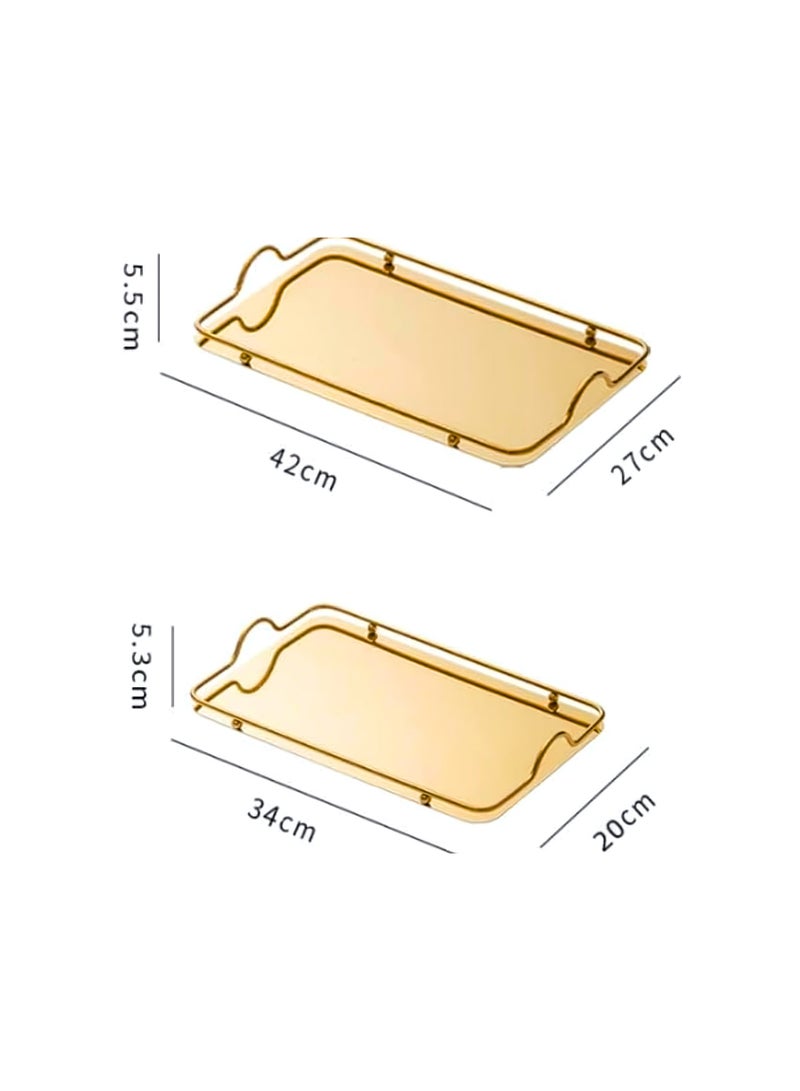 طقم صواني تقديم استانلس 2 قطعه ذهبي - Image 2