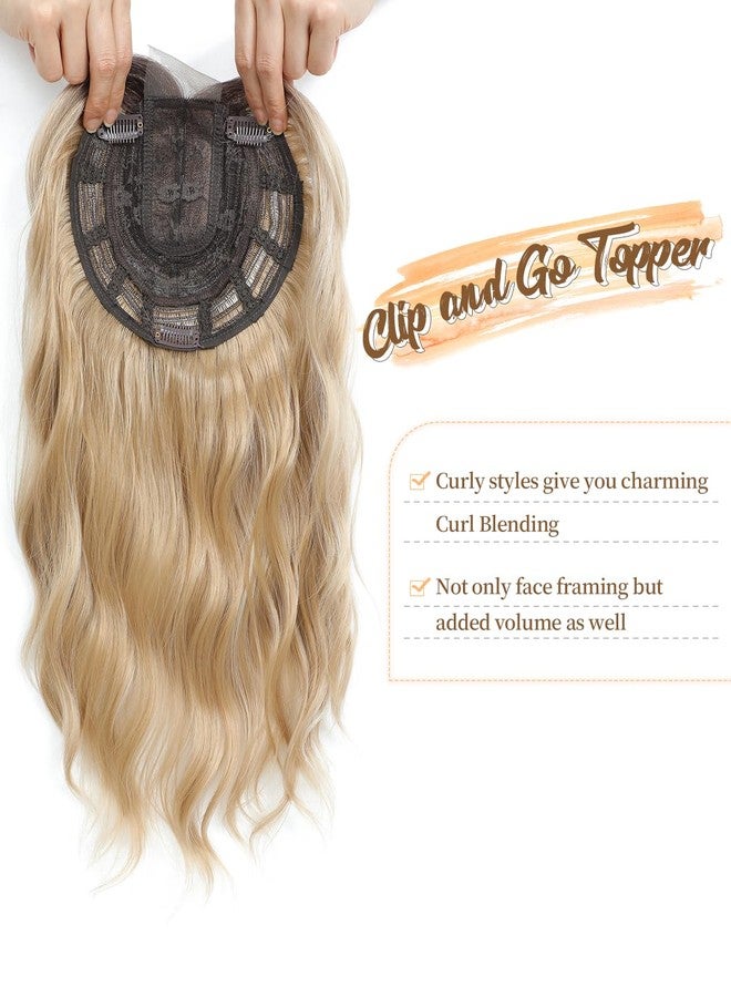 PANEWAY 16Inch Hair Toppers for Women with Thinning Hair - 6.5''x6.5'' Ladies Wiglets Toppers - Ombre Dark Root to Blonde - Image 2