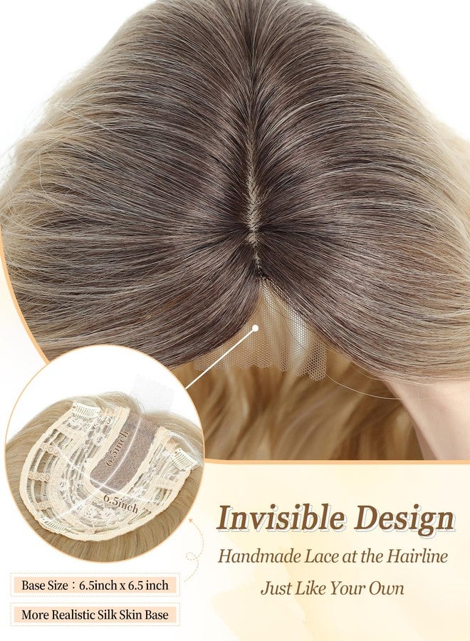 PANEWAY 16Inch Hair Toppers for Women with Thinning Hair - 6.5''x6.5'' Ladies Wiglets Toppers - Ombre Dark Root to Blonde - Image 4