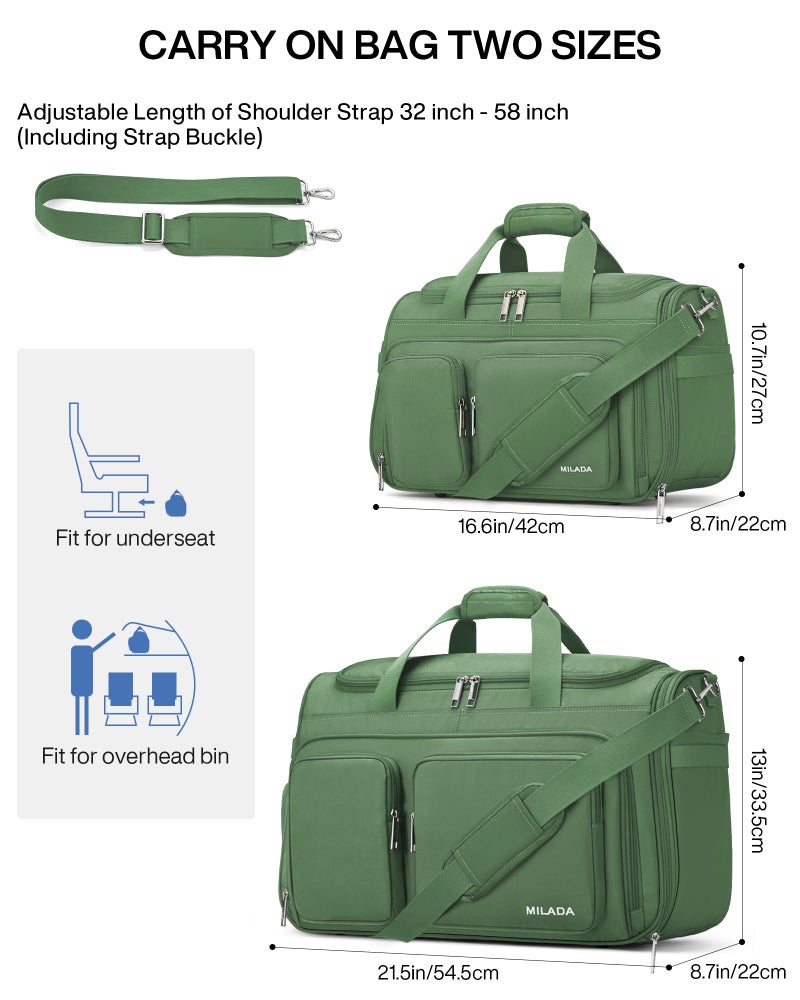 MILADA Underseat Carry On Luggage Bags for Travel Lightweight Foldable Carry On Bags for Airplanes Small Duffle Bag for Men Women TSA Approved Underseat Bag Travel Tote Bags, Forest Green - Image 2